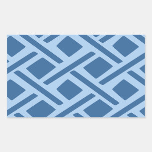 Blaues geometrisches Muster Rechteckiger Aufkleber