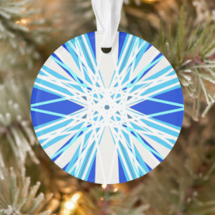 Blaues geometrisches Schneeflockenbaum Ornament