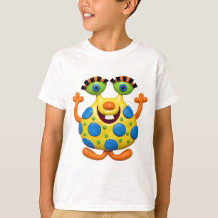 Blaues Gepunktet-Gelbes Monster T-Shirt