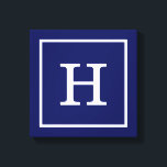 Blaues Gerahmtes Anfangsmonogramm Leinwanddruck<br><div class="desc">Navy Blue and White Gerahmt Initial Monogram Ein stilvoller solider Hintergrund mit einem gerahmten Bereich für Ihr Monogramm, Ihren Namen oder andere Texte. Sie können auch den Schriftart ändern, die Größe und Farbe des Schriftartes ändern, den Text verschieben usw. Wenn Sie dieses Design in anderen Farben möchten, schreiben Sie uns...</div>