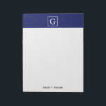 Blaues Gerahmtes Anfangsmonogramm Notizblock<br><div class="desc">Navy Blue and White Gerahmt Initial Monogram Ein stilvoller solider Hintergrund mit einem gerahmten Bereich für Ihr Monogramm, Ihren Namen oder andere Texte. Sie können auch den Schriftart ändern, die Größe und Farbe des Schriftartes ändern, den Text verschieben usw. Wenn Sie dieses Design in anderen Farben möchten, schreiben Sie uns...</div>
