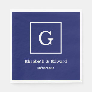 Blaues Gerahmtes Anfangsmonogramm Serviette