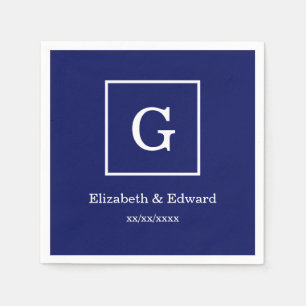 Blaues Gerahmtes Anfangsmonogramm Serviette