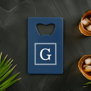Blaues Gerahmtes Monogramm Geldbeutel Flaschenöffner