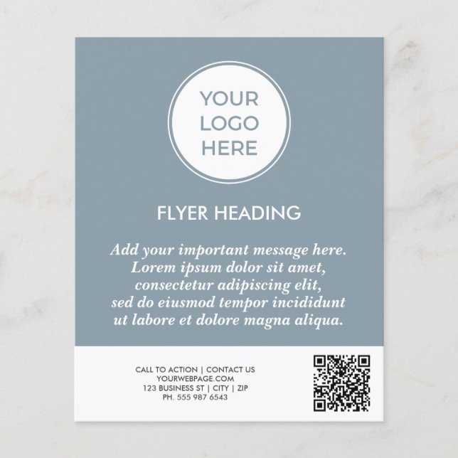 Blaues Geschäftslogo QR-Code Vorlage Flyer (Vorne)