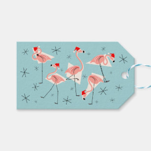 Blaues Geschenk Flamingo-Sankt etikettiert Blau Geschenkanhänger