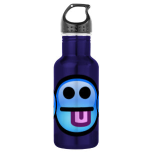 Blaues Gesicht mit herausgestreckter Zunge Flasche Trinkflasche