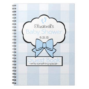 Blaues Gingham-Babyparty-Gast-Buch Notizblock