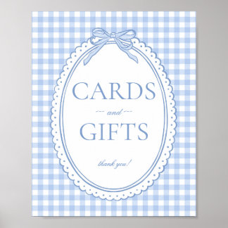 Blaues Gingham Coquette Bogen Karte & Geschenke Sc Poster