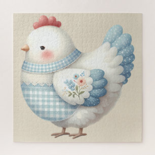 Blaues Gingham-Haus-Huhn