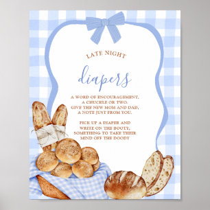 Blaues Gingham-Karo-Brötchen im Poster für späte W