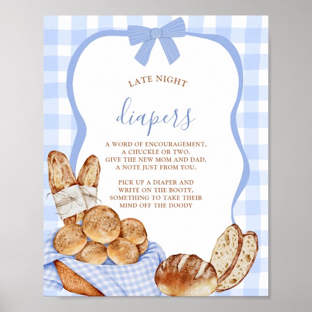 Blaues Gingham-Karo-Brötchen im Poster für späte W (Vorne)