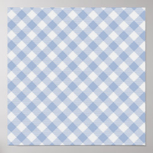 Blaues Gingham-Land Poster