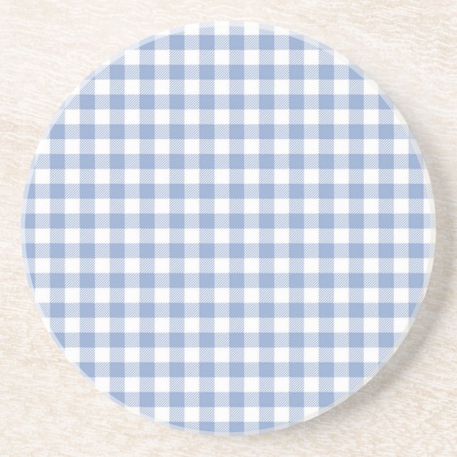 Blaues Gingham-Land Sandstein Untersetzer (Vorne)