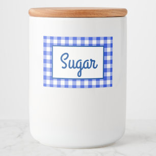 Blaues Gingham Lebensmitteletikett