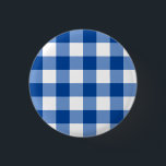 Blaues Gingham-Muster Button<br><div class="desc">Ein buntes bearbeitbares Schachbrett oder Gingham Muster. Klicken Sie zum Personalisieren auf Design bearbeiten und wählen Sie bis zu 4 Farben. Fühlen Sie sich frei fragen für Design-Hilfe.</div>