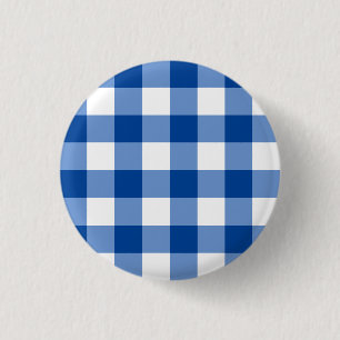 Blaues Gingham-Muster Button