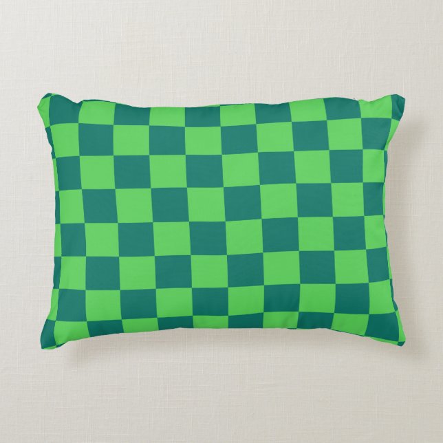 Blaues Gingham-Muster Dekokissen (Vorderseite)
