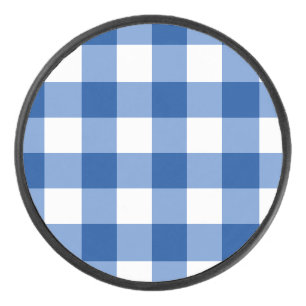 Blaues Gingham-Muster Eishockey Puck