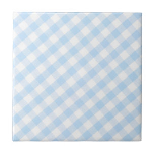 Blaues Gingham-Muster Fliese