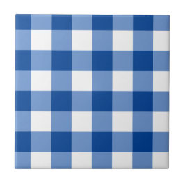 Blaues Gingham-Muster Fliese