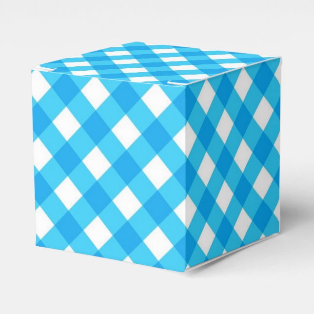 Blaues Gingham-Muster Geschenkschachtel (Vorderseite)