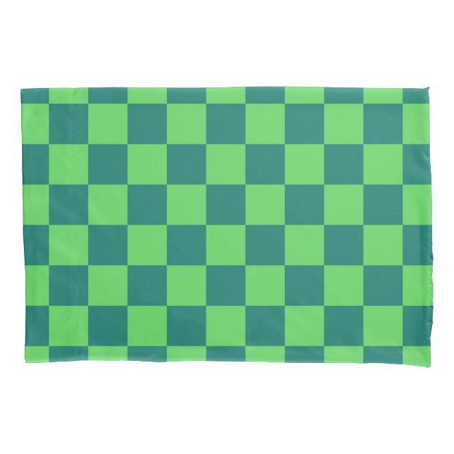 Blaues Gingham-Muster Kissenbezug (Vorderseite)