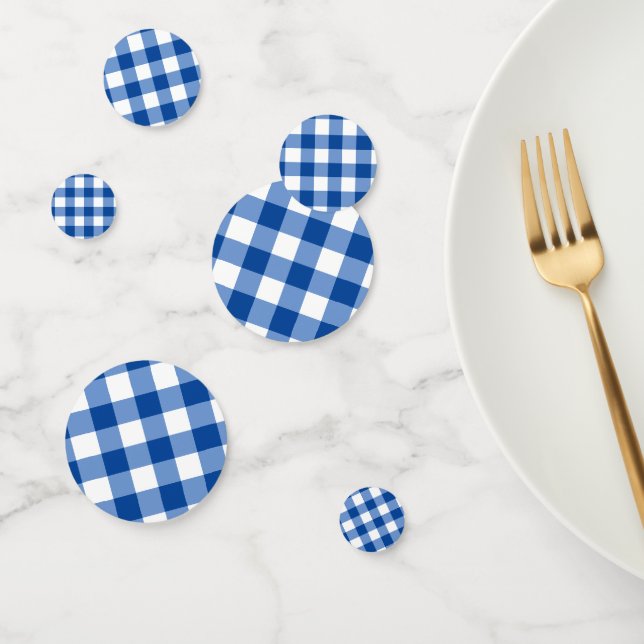 Blaues Gingham-Muster Konfetti (Gruppe)