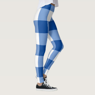 Blaues Gingham-Muster Leggings