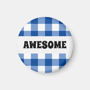 Blaues Gingham-Muster Magnet