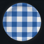 Blaues Gingham-Muster Pappteller<br><div class="desc">Ein buntes bearbeitbares Schachbrett oder Gingham Muster. Klicken Sie zum Personalisieren auf Design bearbeiten und wählen Sie bis zu 4 Farben. Fühlen Sie sich frei fragen für Design-Hilfe.</div>