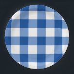 Blaues Gingham-Muster Pappteller<br><div class="desc">Ein buntes bearbeitbares Schachbrett oder Gingham Muster. Klicken Sie zum Personalisieren auf Design bearbeiten und wählen Sie bis zu 4 Farben. Fühlen Sie sich frei fragen für Design-Hilfe.</div>