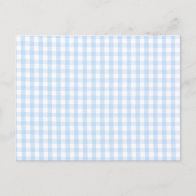 Blaues Gingham-Muster Postkarte (Vorderseite)