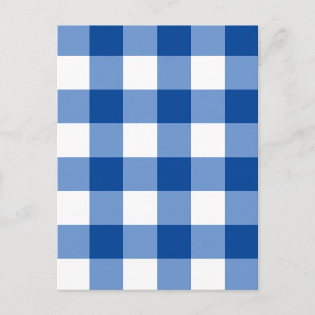 Blaues Gingham-Muster Postkarte (Vorderseite)