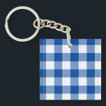 Blaues Gingham-Muster Schlüsselanhänger<br><div class="desc">Ein buntes bearbeitbares Schachbrett oder Gingham Muster. Klicken Sie zum Personalisieren auf Design bearbeiten und wählen Sie bis zu 4 Farben. Fühlen Sie sich frei fragen für Design-Hilfe.</div>