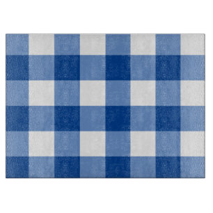 Blaues Gingham-Muster Schneidebrett