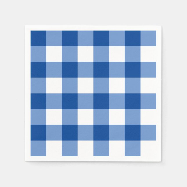 Blaues Gingham-Muster Serviette (Vorderseite)