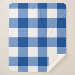 Blaues Gingham-Muster Sherpadecke