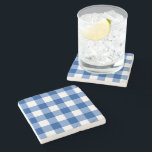 Blaues Gingham-Muster Steinuntersetzer<br><div class="desc">Ein buntes bearbeitbares Schachbrett oder Gingham Muster. Klicken Sie zum Personalisieren auf Design bearbeiten und wählen Sie bis zu 4 Farben. Fühlen Sie sich frei fragen für Design-Hilfe.</div>