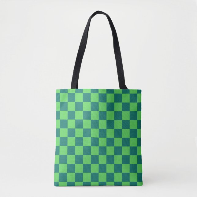 Blaues Gingham-Muster Tasche (Vorderseite)
