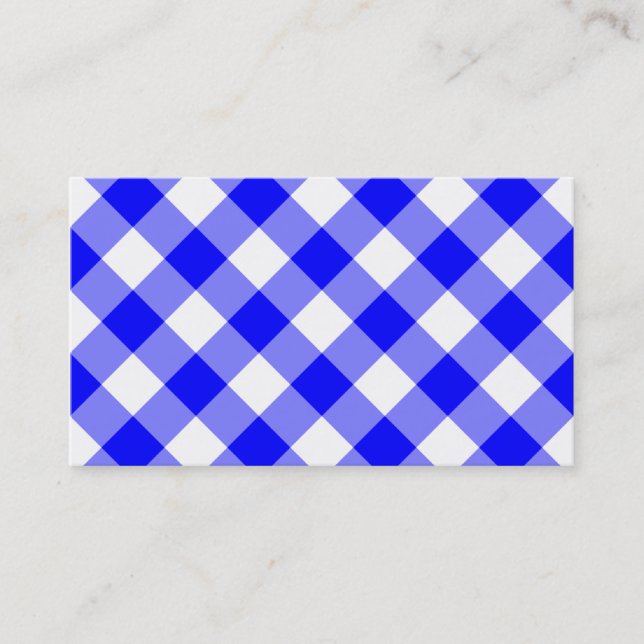 Blaues Gingham-Muster Visitenkarte (Vorderseite)