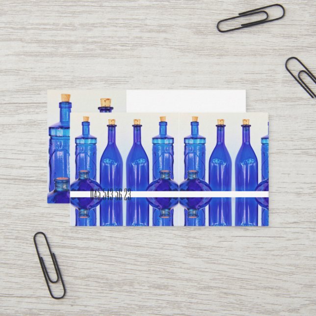 Blaues Glas bekorkte ausgerichtete Visitenkarte (Vorderseite/Rückseite Beispiel)