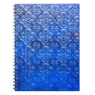 Blaues Glas mit Musterpattern, abstraktes Glas, Notizblock
