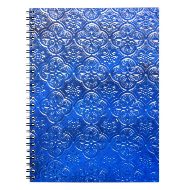 Blaues Glas mit Musterpattern, abstraktes Glas, Notizblock (Vorderseite)