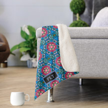 Blaues Glas mit Rosa - Art Deco - Zu den Initialen