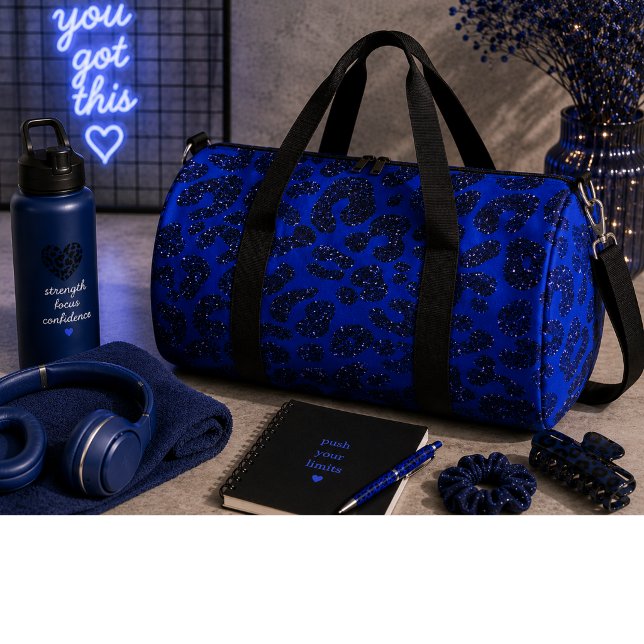 Blaues Glittery Leopard Muster Duffle Bag (Von Creator hochgeladen)