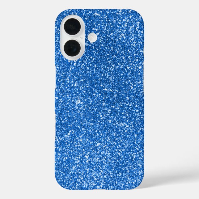 Blaues Glitzer iPhone 16 Hülle (Rückseite)