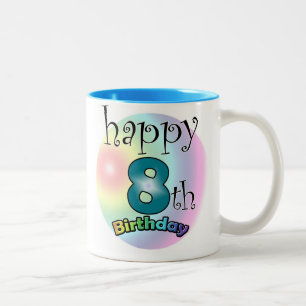 Blaues glückliches 8. Geburtstags Zweifarbige Tasse