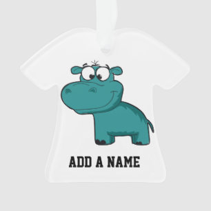 Blaues glückliches Flusspferd Ornament