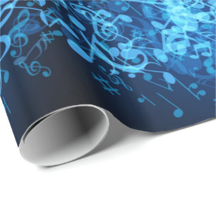 Blaues Glühen-Musiknoten-Muster Geschenkpapier